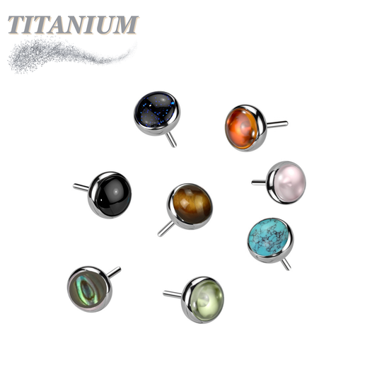 Titanium Threadless Bezel Natural Stone Top Only