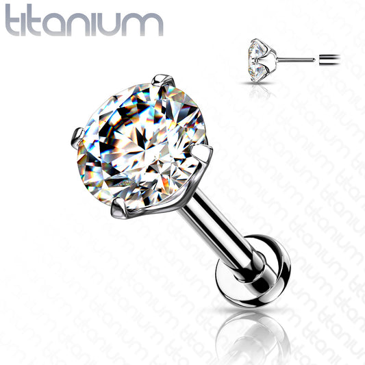 Titanium Threadless Pushpin Prong CZ Labret Combo (2.5mm base)